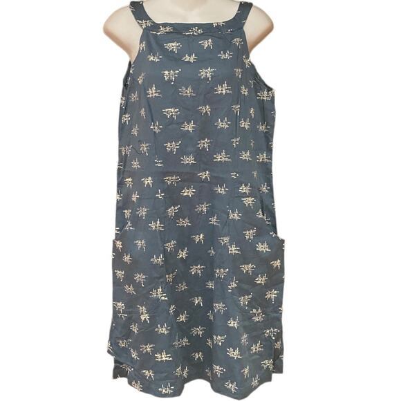 Passion Lillie 100% Organic Cotton Blue Juniper Print Summer Dress Medium - Picture 1 of 10